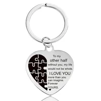 Keychain Pendant Lettering Metal Heart Pendant Europe And America Cross Border Stainless Steel Ornament Heart-Shaped Metal Keychains main image 5
