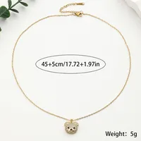 304 Stainless Steel Copper 18K Gold Plated Inlay Bear Zircon Pendant Necklace main image 2