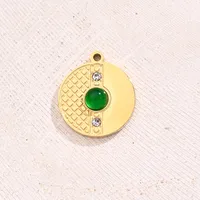Best Seller In Europe And America DIY Ornament Accessories Furnace Vacuum Plating Micro-Inlaid Glass Rhinestone Green Glass Embossed Round Oval Love Heart Pendant main image 2