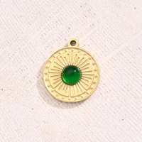 Best Seller In Europe And America DIY Ornament Accessories Furnace Vacuum Plating Micro-Inlaid Glass Rhinestone Green Glass Embossed Round Oval Love Heart Pendant main image 6