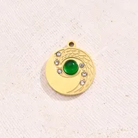 Best Seller In Europe And America DIY Ornament Accessories Furnace Vacuum Plating Micro-Inlaid Glass Rhinestone Green Glass Embossed Round Oval Love Heart Pendant main image 5
