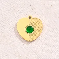Best Seller In Europe And America DIY Ornament Accessories Furnace Vacuum Plating Micro-Inlaid Glass Rhinestone Green Glass Embossed Round Oval Love Heart Pendant main image 4