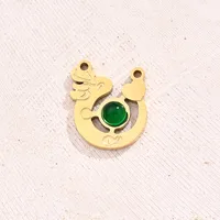 Best Seller In Europe And America Creative DIY Ornament Accessories Furnace Vacuum Plating Colorful Oil Necklace Green Glass Bow Clover Cartoon Love Ring Leaf Connector main image 4