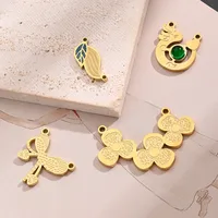 Best Seller In Europe And America Creative DIY Ornament Accessories Furnace Vacuum Plating Colorful Oil Necklace Green Glass Bow Clover Cartoon Love Ring Leaf Connector main image 1