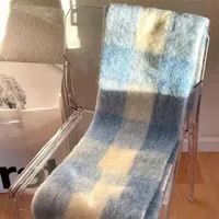 Rainbow Plaid Scarf Women's Autumn And Winter Thickened Mohair Student Couple  Contrast Color Matching  Thickened sku image 1