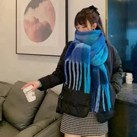 Rainbow Plaid Scarf Women's Autumn And Winter Thickened Mohair Student Couple  Contrast Color Matching  Thickened sku image 7
