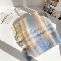 Rainbow Plaid Scarf Women's Autumn And Winter Thickened Mohair Student Couple  Contrast Color Matching  Thickened sku image 12
