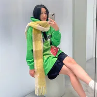 Rainbow Plaid Scarf Women's Autumn And Winter Thickened Mohair Student Couple  Contrast Color Matching  Thickened sku image 18