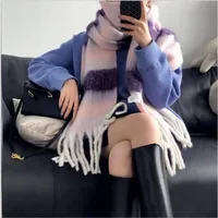 Rainbow Plaid Scarf Women's Autumn And Winter Thickened Mohair Student Couple  Contrast Color Matching  Thickened sku image 24