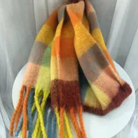 Mohair Rainbow Autumn And Winter Wool Thickened Long Net Red Sea Plaid Scarf Women's British-style  Trendy Warm-keeping · sku image 6