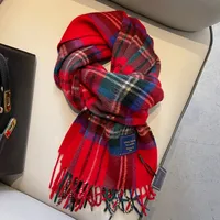 New Year British Style Red Plaid 100% Pure Wool Scarf Women's Winter High-grade Small Plaid Scarf sku image 3