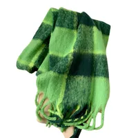 Green Big Mao Plaid Scarf Women's Autumn And Winter Korean Style Japanese Style  Thickened Warm Atmosphere  Fashionable Scarf main image 5