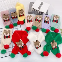 New Children's Scarf Autumn And Winter Christmas Plush Fox Bow Tie Warm Double Color Ball Scarf Baby Cartoon Scarf main image 1
