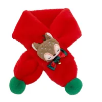 New Children's Scarf Autumn And Winter Christmas Plush Fox Bow Tie Warm Double Color Ball Scarf Baby Cartoon Scarf main image 5