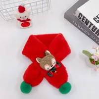 New Children's Scarf Autumn And Winter Christmas Plush Fox Bow Tie Warm Double Color Ball Scarf Baby Cartoon Scarf sku image 4