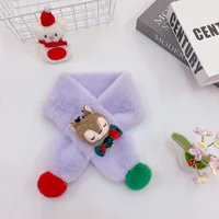 New Children's Scarf Autumn And Winter Christmas Plush Fox Bow Tie Warm Double Color Ball Scarf Baby Cartoon Scarf sku image 11