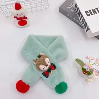 New Children's Scarf Autumn And Winter Christmas Plush Fox Bow Tie Warm Double Color Ball Scarf Baby Cartoon Scarf sku image 2
