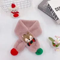 New Children's Scarf Autumn And Winter Christmas Plush Fox Bow Tie Warm Double Color Ball Scarf Baby Cartoon Scarf sku image 3