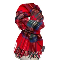 New Year British Style Red Plaid 100% Pure Wool Scarf Women's Winter High-grade Small Plaid Scarf main image 4