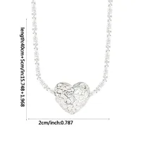 Korean S925 Sterling Silver Folds Heart-shaped Lavicle Chain Silver Jewelry main image 8