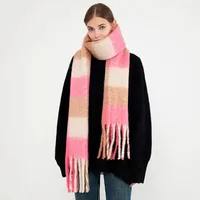 Mohair Rainbow Autumn And Winter Wool Thickened Long Net Red Sea Plaid Scarf Women's British-style  Trendy Warm-keeping · main image 3