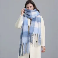 Mohair Rainbow Autumn And Winter Wool Thickened Long Net Red Sea Plaid Scarf Women's British-style  Trendy Warm-keeping · main image 4