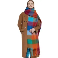 Mohair Rainbow Autumn And Winter Wool Thickened Long Net Red Sea Plaid Scarf Women's British-style  Trendy Warm-keeping · main image 5