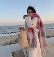 Mohair Rainbow Autumn And Winter Wool Thickened Long Net Red Sea Plaid Scarf Women's British-style  Trendy Warm-keeping · sku image 12
