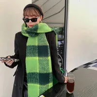 Mohair Rainbow Autumn And Winter Wool Thickened Long Net Red Sea Plaid Scarf Women's British-style  Trendy Warm-keeping · sku image 4