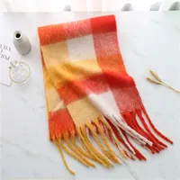 Mohair Rainbow Autumn And Winter Wool Thickened Long Net Red Sea Plaid Scarf Women's British-style  Trendy Warm-keeping · sku image 9