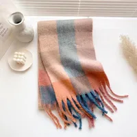 Mohair Rainbow Autumn And Winter Wool Thickened Long Net Red Sea Plaid Scarf Women's British-style  Trendy Warm-keeping · sku image 16