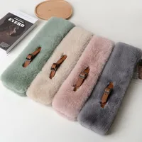 New Imitation Rex Rabbit Fur Plush Warm Winter Scarf Scarf Fashion Straight Scarf Autumn And Winter Temperament Collar Net Red main image 1