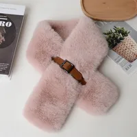 New Imitation Rex Rabbit Fur Plush Warm Winter Scarf Scarf Fashion Straight Scarf Autumn And Winter Temperament Collar Net Red main image 4