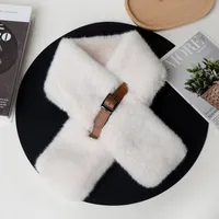 New Imitation Rex Rabbit Fur Plush Warm Winter Scarf Scarf Fashion Straight Scarf Autumn And Winter Temperament Collar Net Red sku image 8
