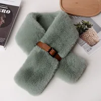 New Imitation Rex Rabbit Fur Plush Warm Winter Scarf Scarf Fashion Straight Scarf Autumn And Winter Temperament Collar Net Red sku image 1
