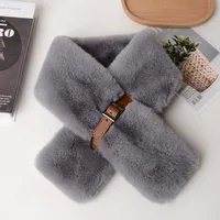 New Imitation Rex Rabbit Fur Plush Warm Winter Scarf Scarf Fashion Straight Scarf Autumn And Winter Temperament Collar Net Red sku image 5