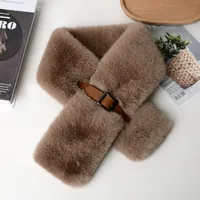 New Imitation Rex Rabbit Fur Plush Warm Winter Scarf Scarf Fashion Straight Scarf Autumn And Winter Temperament Collar Net Red sku image 3