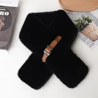 New Imitation Rex Rabbit Fur Plush Warm Winter Scarf Scarf Fashion Straight Scarf Autumn And Winter Temperament Collar Net Red sku image 7
