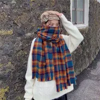 Plaid Scarf Women's Autumn And Winter Korean Style Long Student Couple Shawl Warm  Cute Internet Celebrity Thick Scarf main image 4