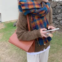 Plaid Scarf Women's Autumn And Winter Korean Style Long Student Couple Shawl Warm  Cute Internet Celebrity Thick Scarf sku image 1