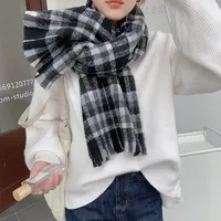 Plaid Scarf Women's Autumn And Winter Korean Style Long Student Couple Shawl Warm  Cute Internet Celebrity Thick Scarf sku image 4