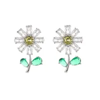 1 Pair Elegant Sweet Flower Inlay Copper Zircon Ear Studs main image 4