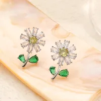 1 Pair Elegant Sweet Flower Inlay Copper Zircon Ear Studs main image 3