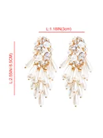 1 Pair Glam Streetwear Shiny Geometric Imitation Pearl Rhinestone Drop Earrings main image 2