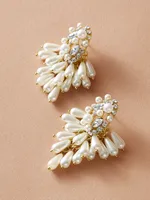 1 Pair Glam Streetwear Shiny Geometric Imitation Pearl Rhinestone Drop Earrings main image 1