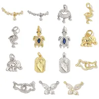 5 PCS/Package 13 * 14mm 13*25mm 19 * 8mm Copper Zircon Animal Pendant main image 1