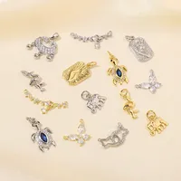 5 PCS/Package 13 * 14mm 13*25mm 19 * 8mm Copper Zircon Animal Pendant main image 3