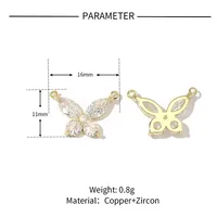 5 PCS/Package 13 * 14mm 13*25mm 19 * 8mm Copper Zircon Animal Pendant main image 2