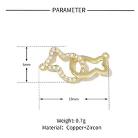 5 PCS/Package 13 * 14mm 13*25mm 19 * 8mm Copper Zircon Animal Pendant sku image 15