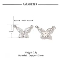 5 PCS/Package 13 * 14mm 13*25mm 19 * 8mm Copper Zircon Animal Pendant sku image 8
